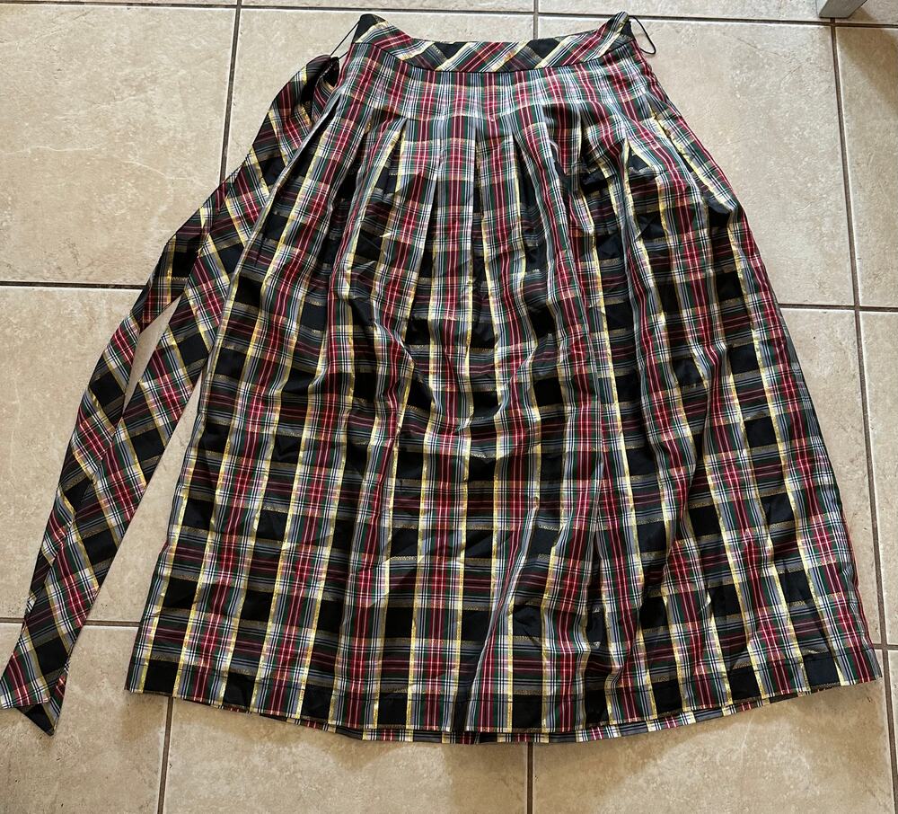 NWT Talbots Petite Red Green Tartan Plaid Pleated Midi Skirt Size 8P Holiday NWT